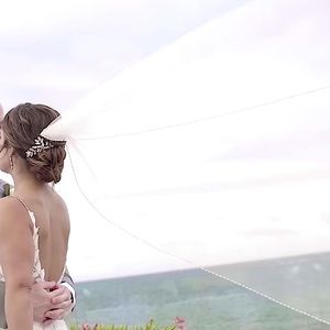 Beaded Cathedral Length Veil + Garment Bag